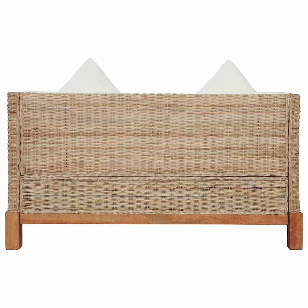 vidaXL 2-osobowa sofa z poduszkami, naturalny rattan