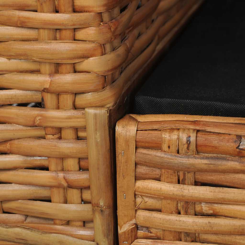 vidaXL Fotel z poduszkami, brązowy, naturalny rattan