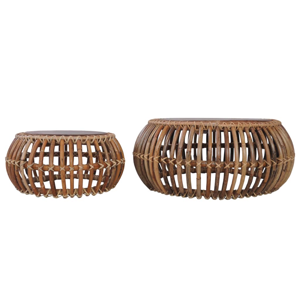 vidaXL Stoliki kawowe, 2 szt., naturalny rattan
