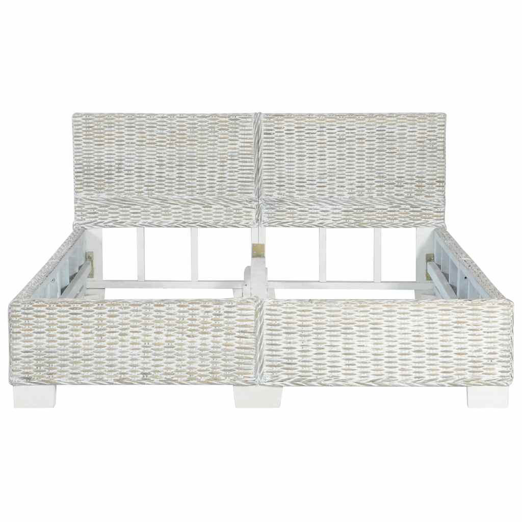 vidaXL Rama łóżka, szara, naturalny rattan, 140 x 200 cm