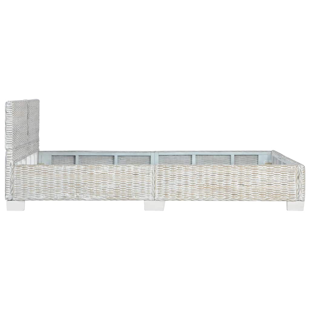 vidaXL Rama łóżka, szara, naturalny rattan, 140 x 200 cm