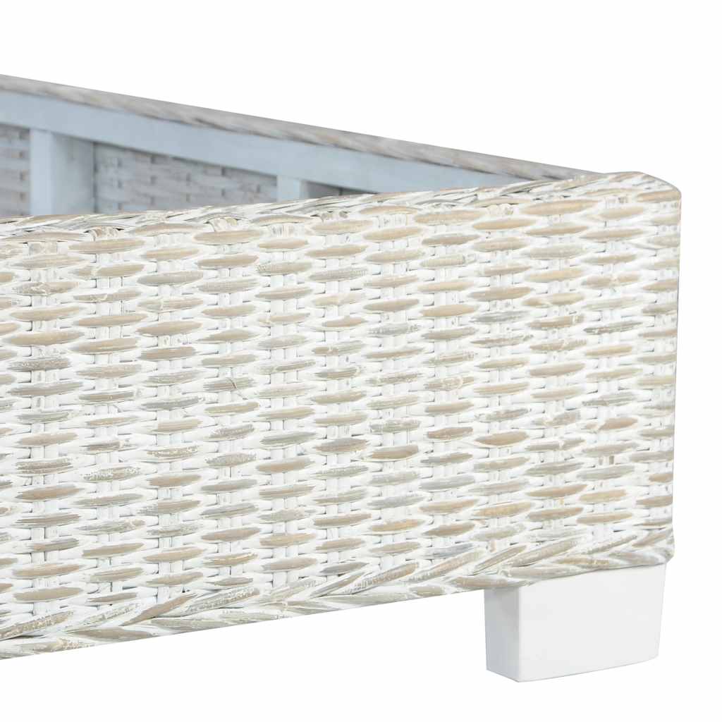 vidaXL Rama łóżka, szara, naturalny rattan, 140 x 200 cm