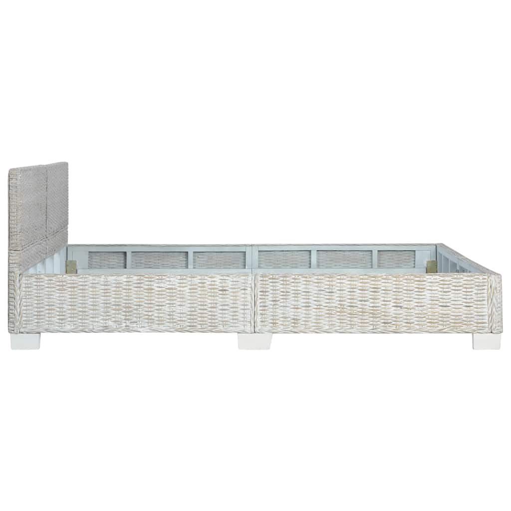 vidaXL Rama łóżka, szara, naturalny rattan, 160 x 200 cm