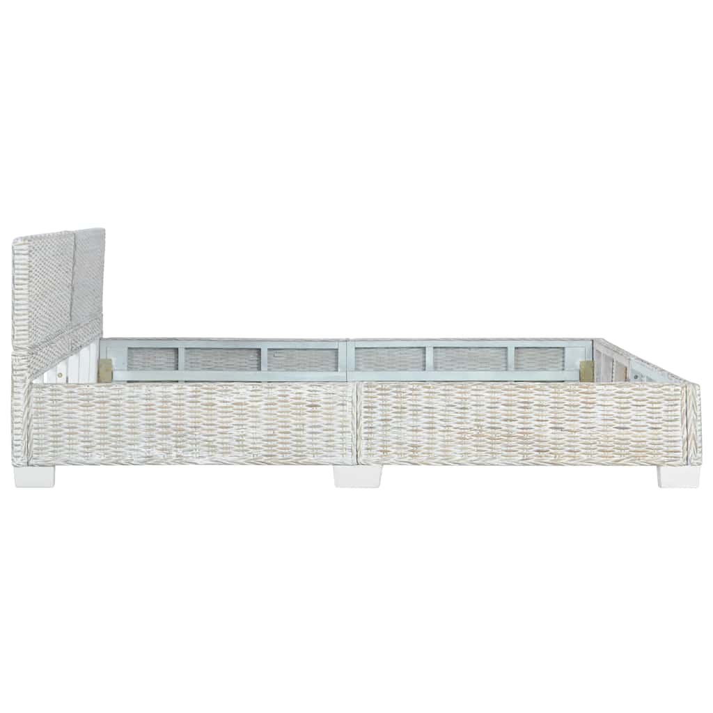 vidaXL Rama łóżka, szara, naturalny rattan, 180 x 200 cm