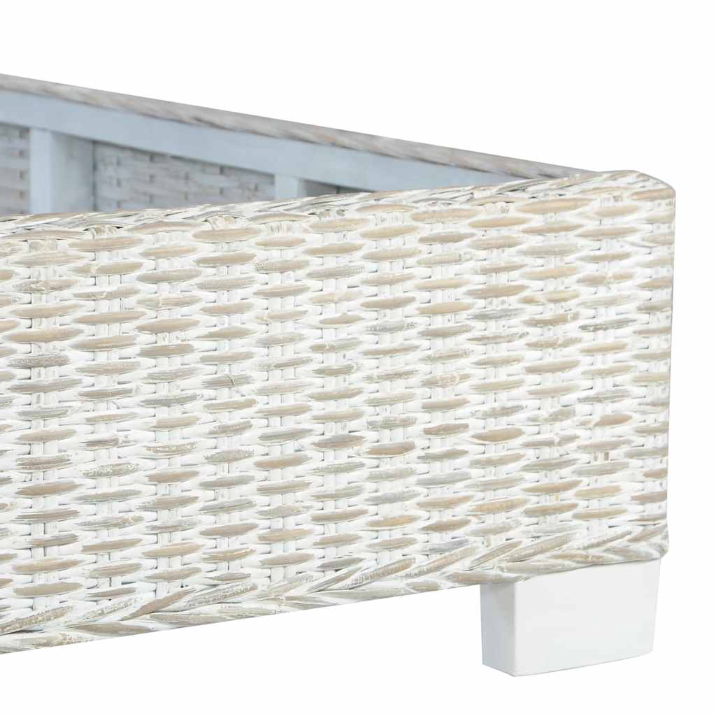vidaXL Rama łóżka, szara, naturalny rattan, 180 x 200 cm