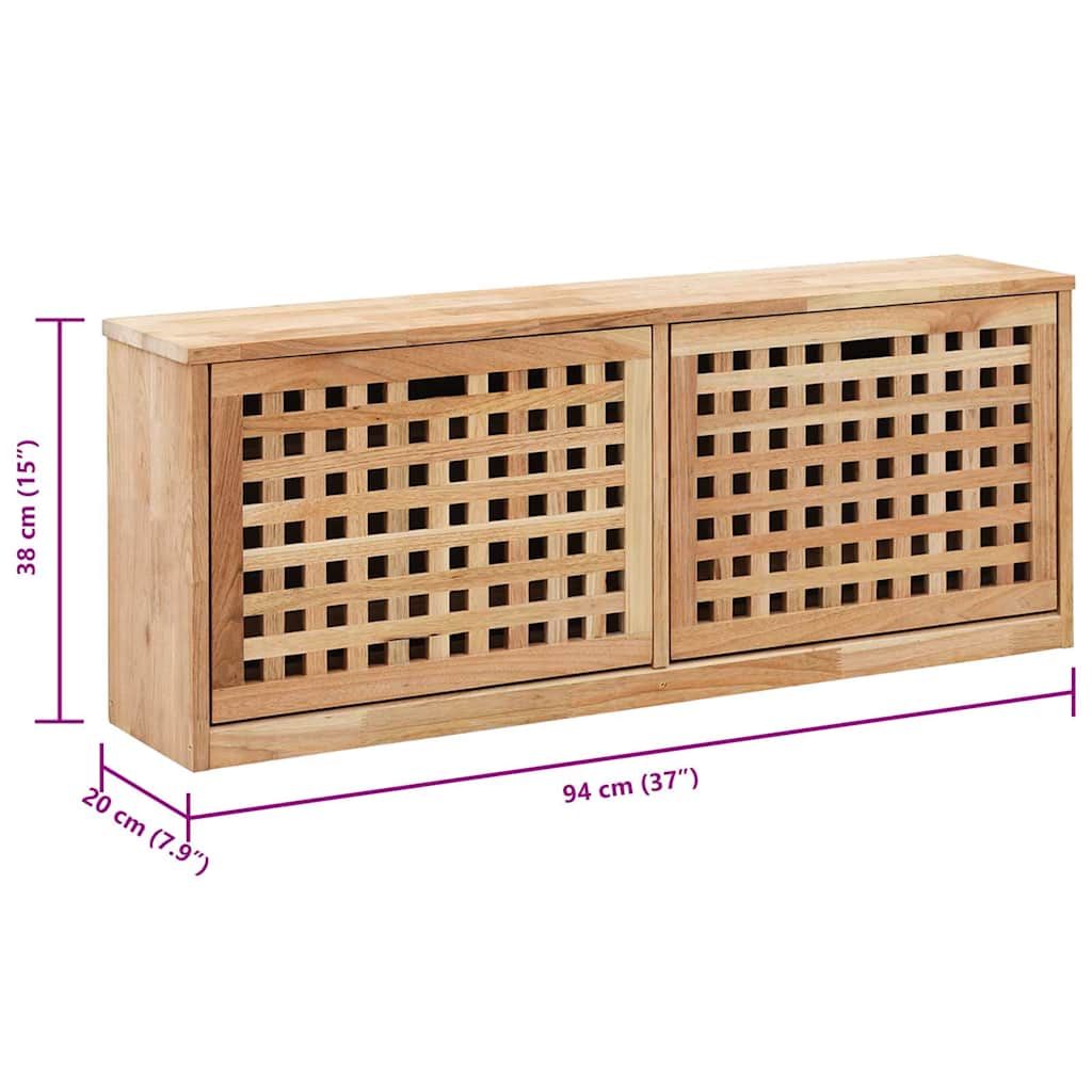 vidaXL Ławka ze schowkiem na buty, 94x20x38 cm, lite drewno orzechowe