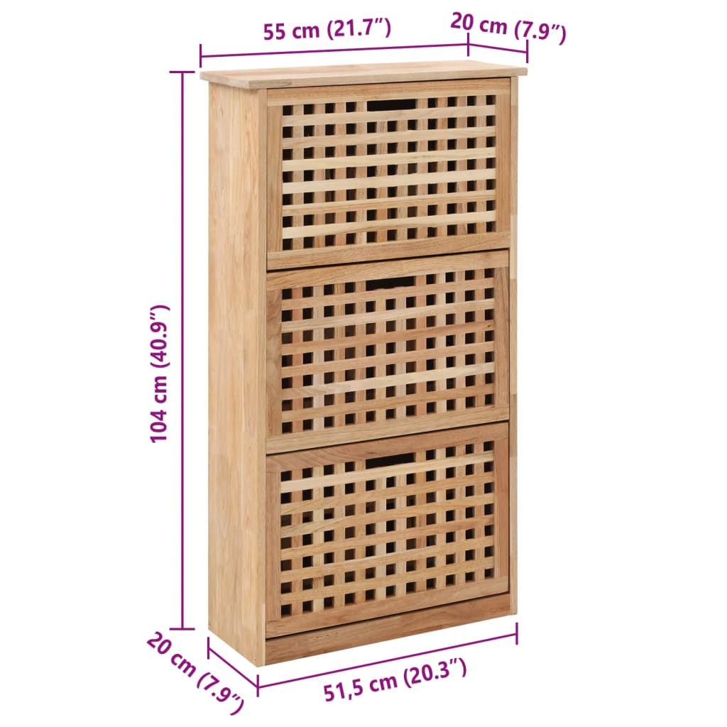 vidaXL Szafka na buty, 55x20x104 cm, lite drewno orzecha włoskiego