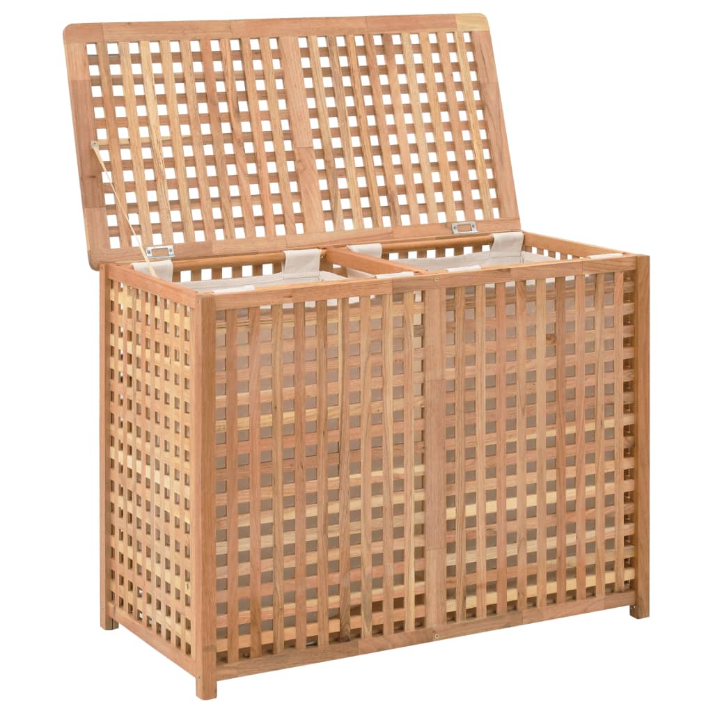 vidaXL Kosz na pranie, 87,5x46x67 cm, lite drewno orzechowe
