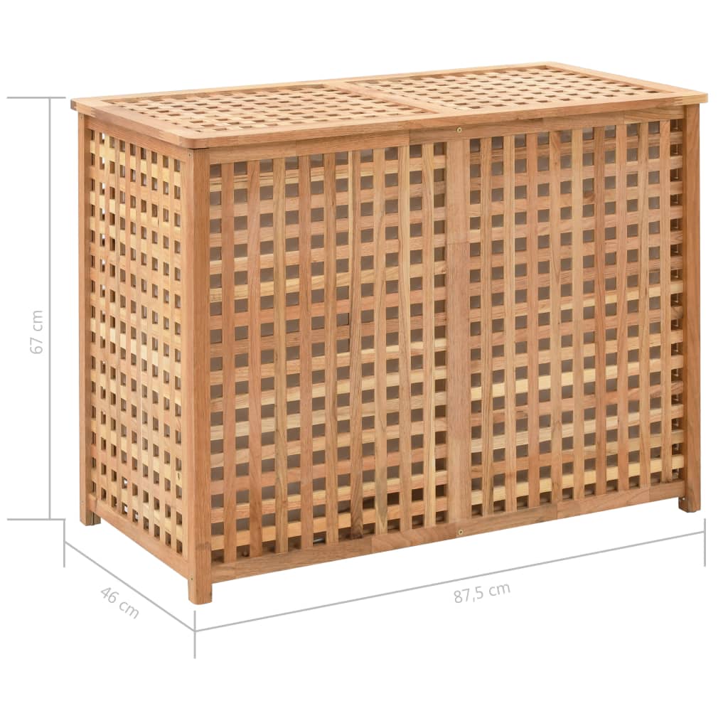 vidaXL Kosz na pranie, 87,5x46x67 cm, lite drewno orzechowe