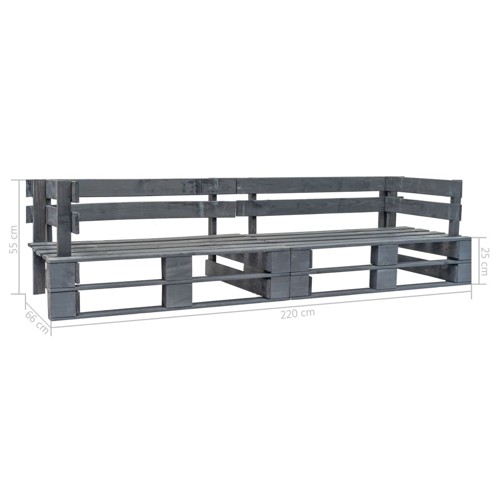 vidaXL Sofa ogrodowa z palet, 2 osobowa, szare drewno