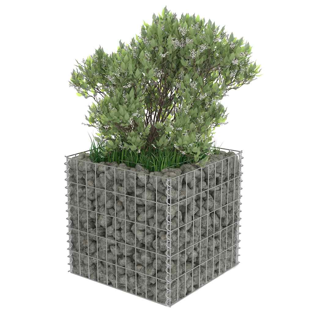 vidaXL Podwyższona donica gabionowa, galwanizowana stal, 50x50x50 cm
