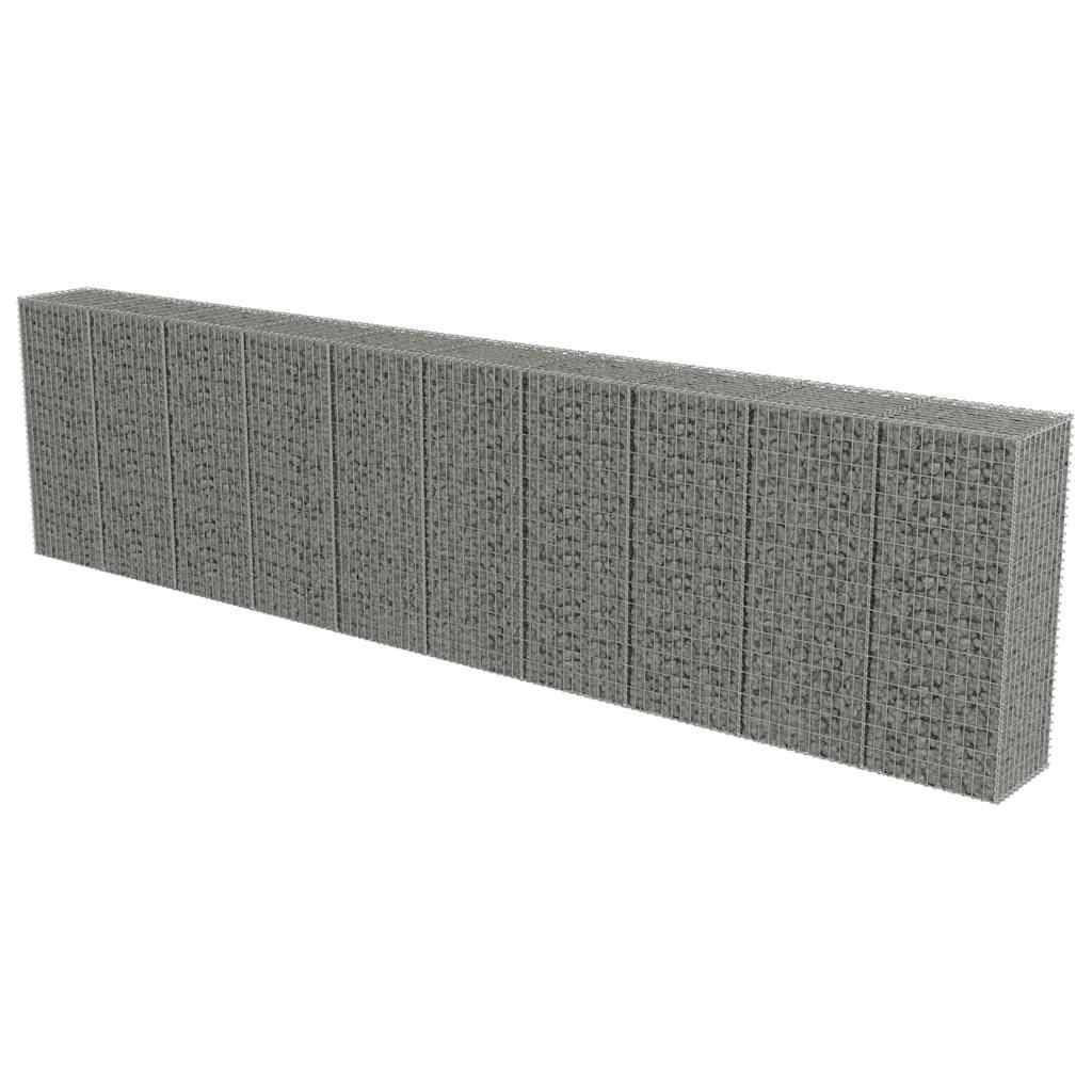 vidaXL Ściana gabionowa z pokrywami, galwanizowana stal, 600x50x150 cm