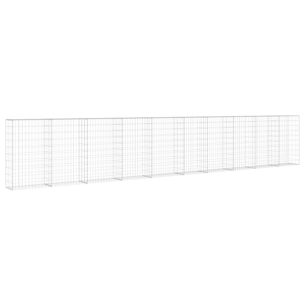 vidaXL Ściana gabionowa z pokrywami, galwanizowana stal, 600x30x100 cm