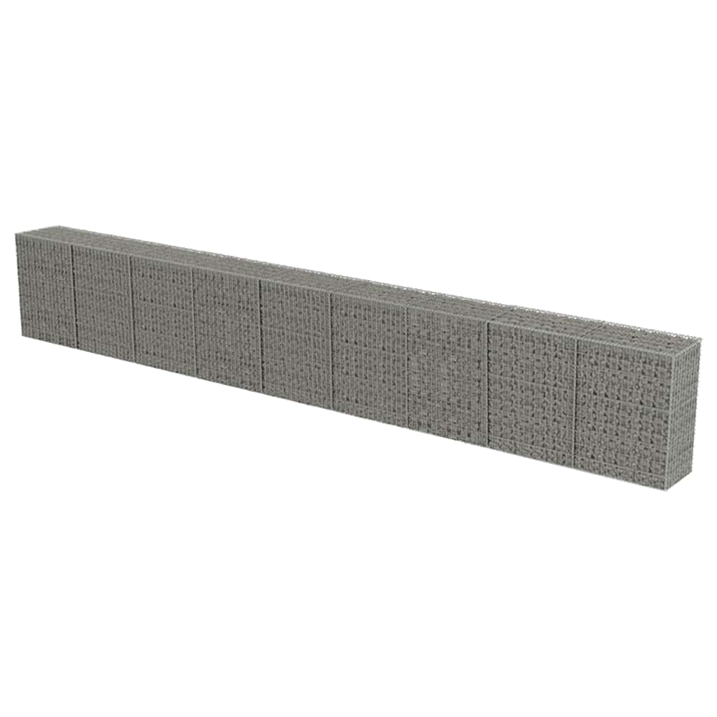 vidaXL Murek gabionowy z pokrywami, galwanizowana stal, 900x50x100 cm