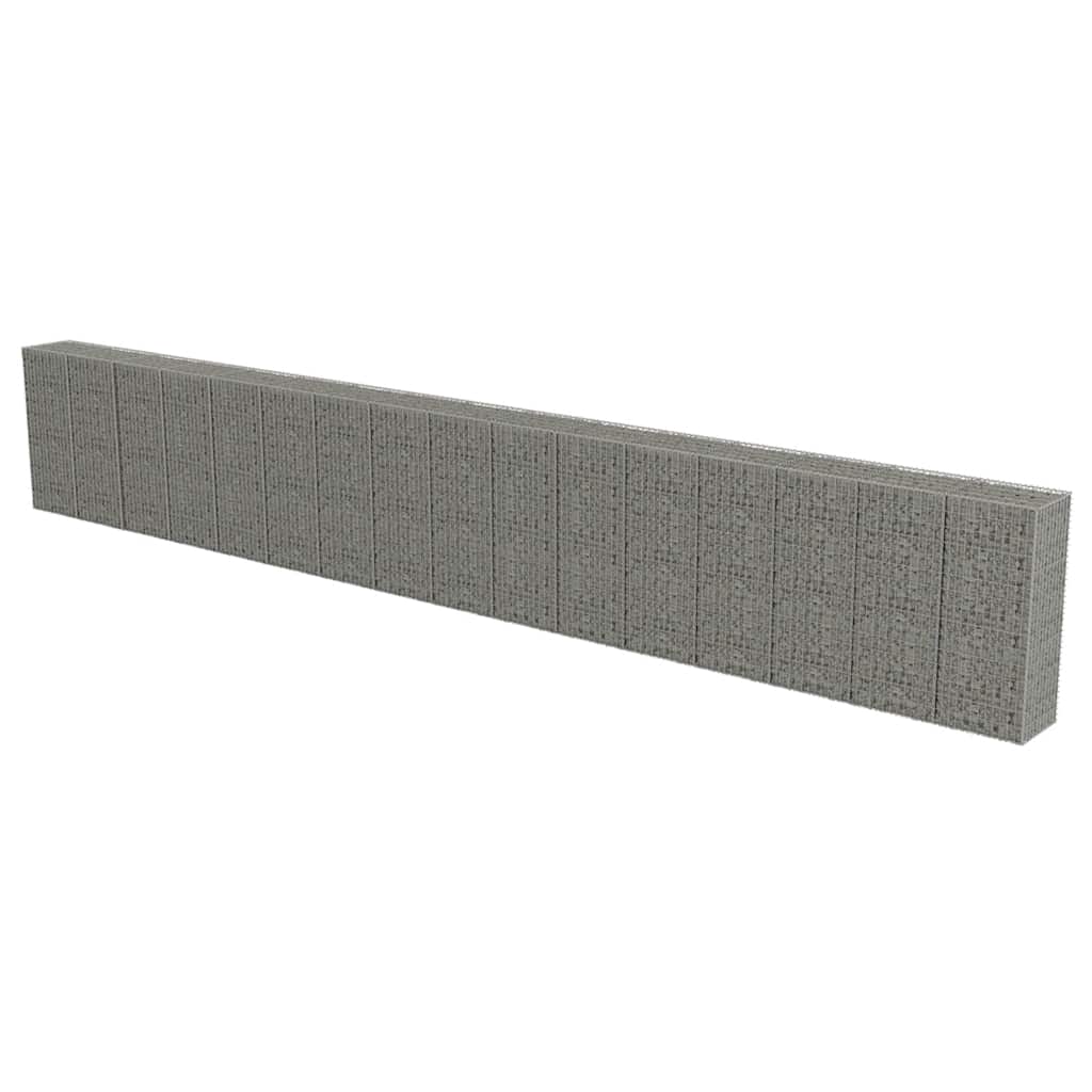 vidaXL Ściana gabionowa z pokrywami, galwanizowana stal, 900x50x150 cm