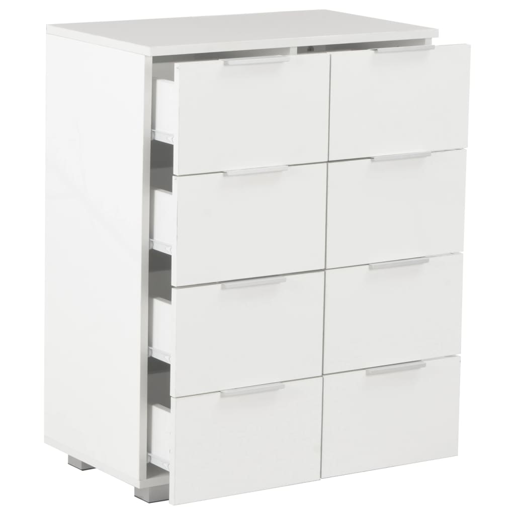 vidaXL Komoda, biała z połyskiem 60x35x80 cm, materiał drewnopochodny