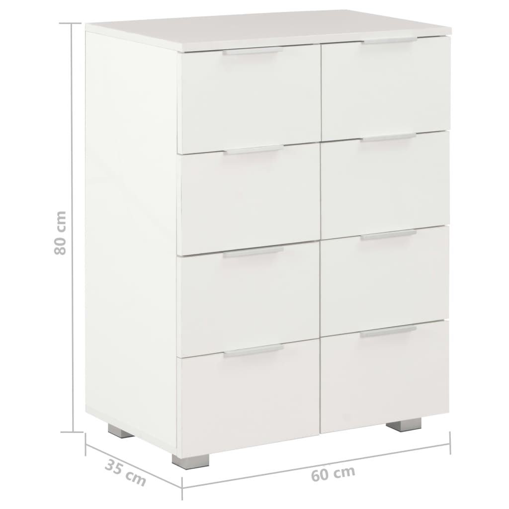 vidaXL Komoda, biała z połyskiem 60x35x80 cm, materiał drewnopochodny