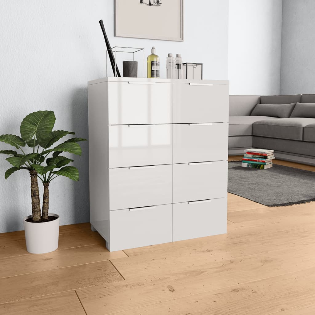 vidaXL Komoda, biała z połyskiem 60x35x80 cm, materiał drewnopochodny