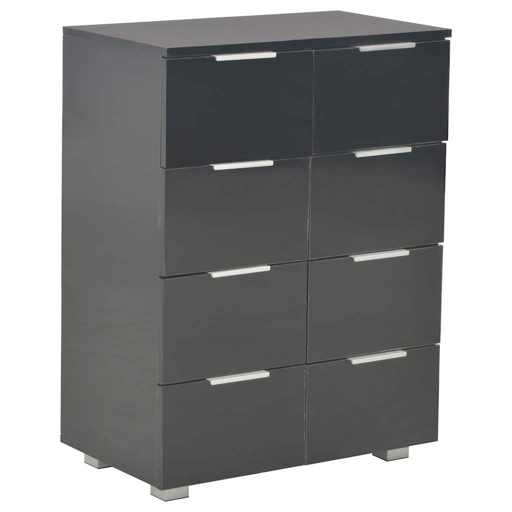 vidaXL Komoda, czarna z połyskiem 60x35x80 cm, materiał drewnopochodny
