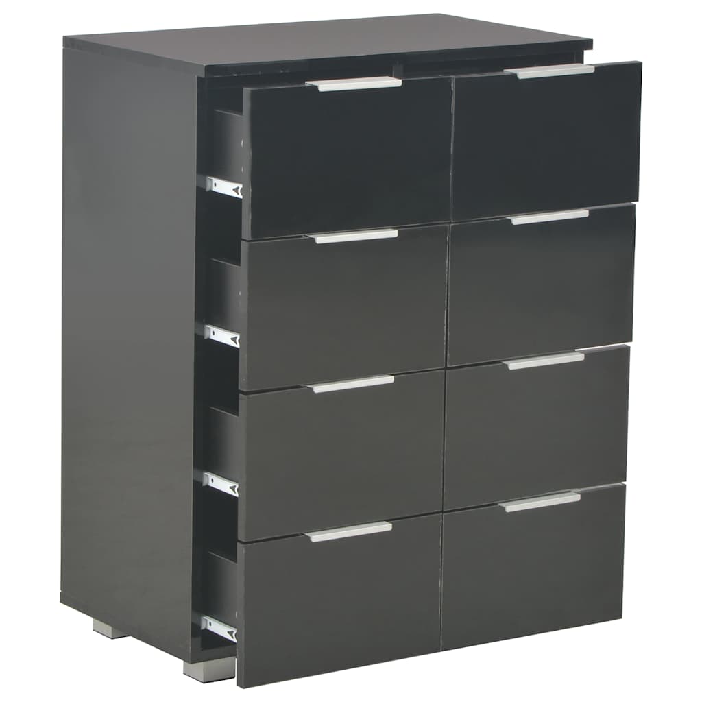 vidaXL Komoda, czarna z połyskiem 60x35x80 cm, materiał drewnopochodny
