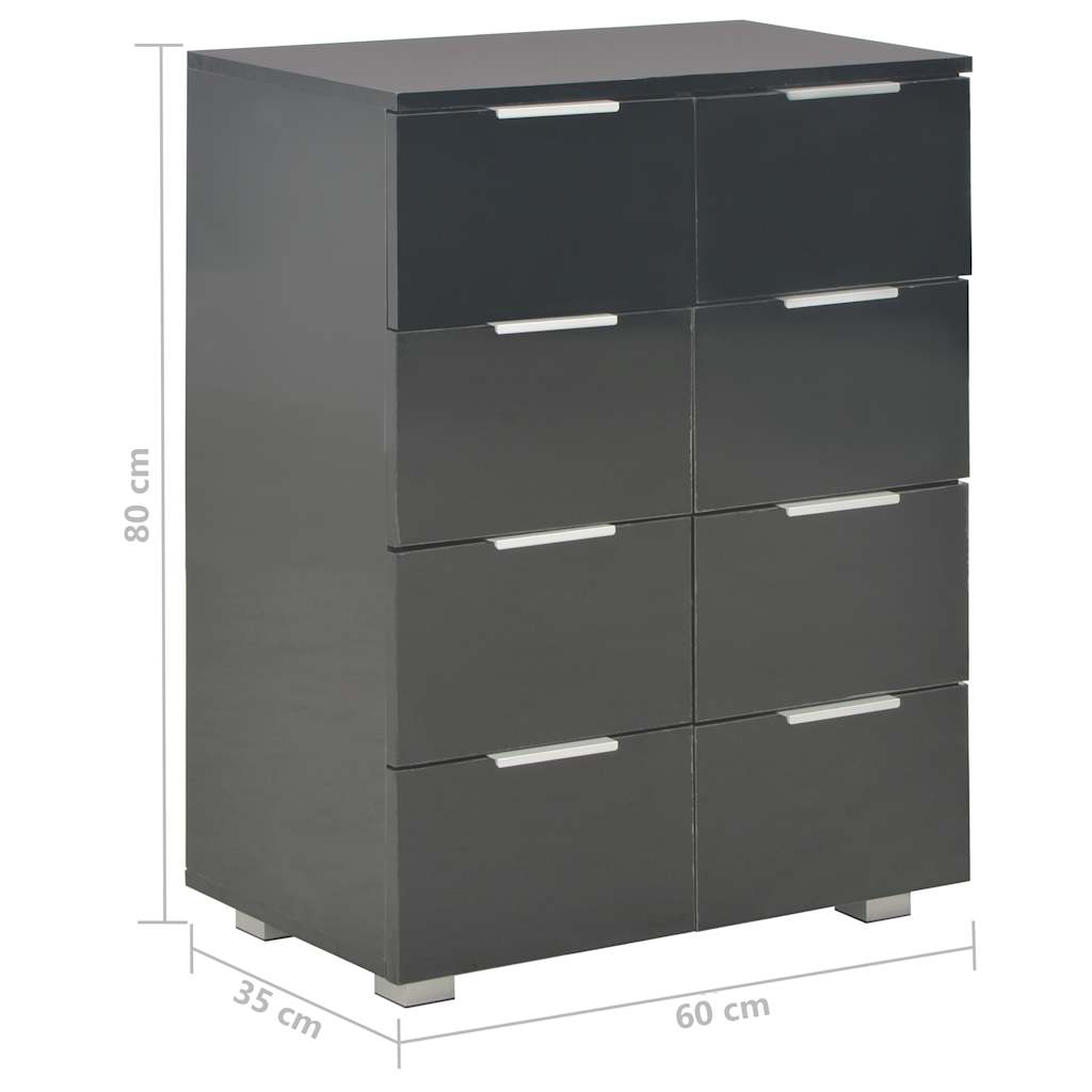 vidaXL Komoda, czarna z połyskiem 60x35x80 cm, materiał drewnopochodny
