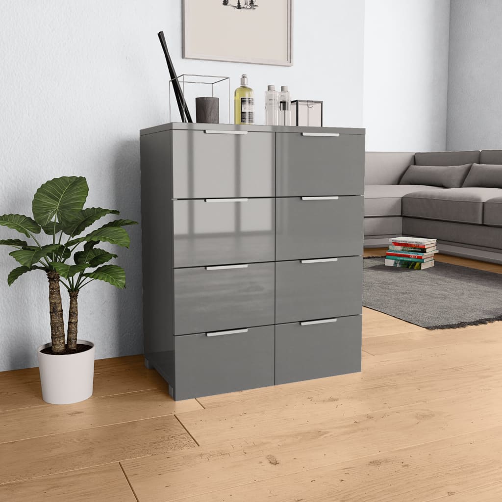 vidaXL Komoda, szara z połyskiem, 60x35x80 cm, materiał drewnopochodny