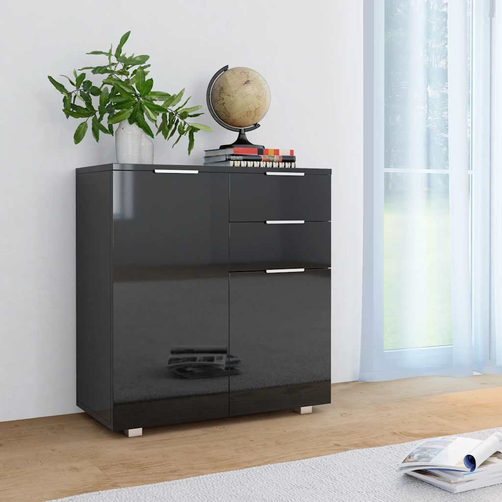vidaXL Komoda na wysoki połysk, czarna, 71x35x80 cm, płyta wiórowa