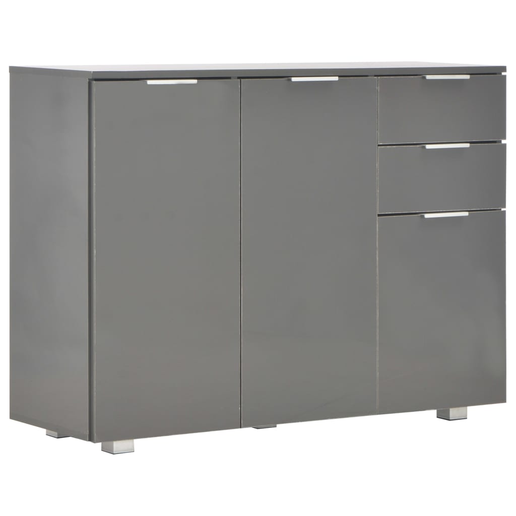 vidaXL Komoda na wysoki połysk, szara, 107x35x80,5 cm