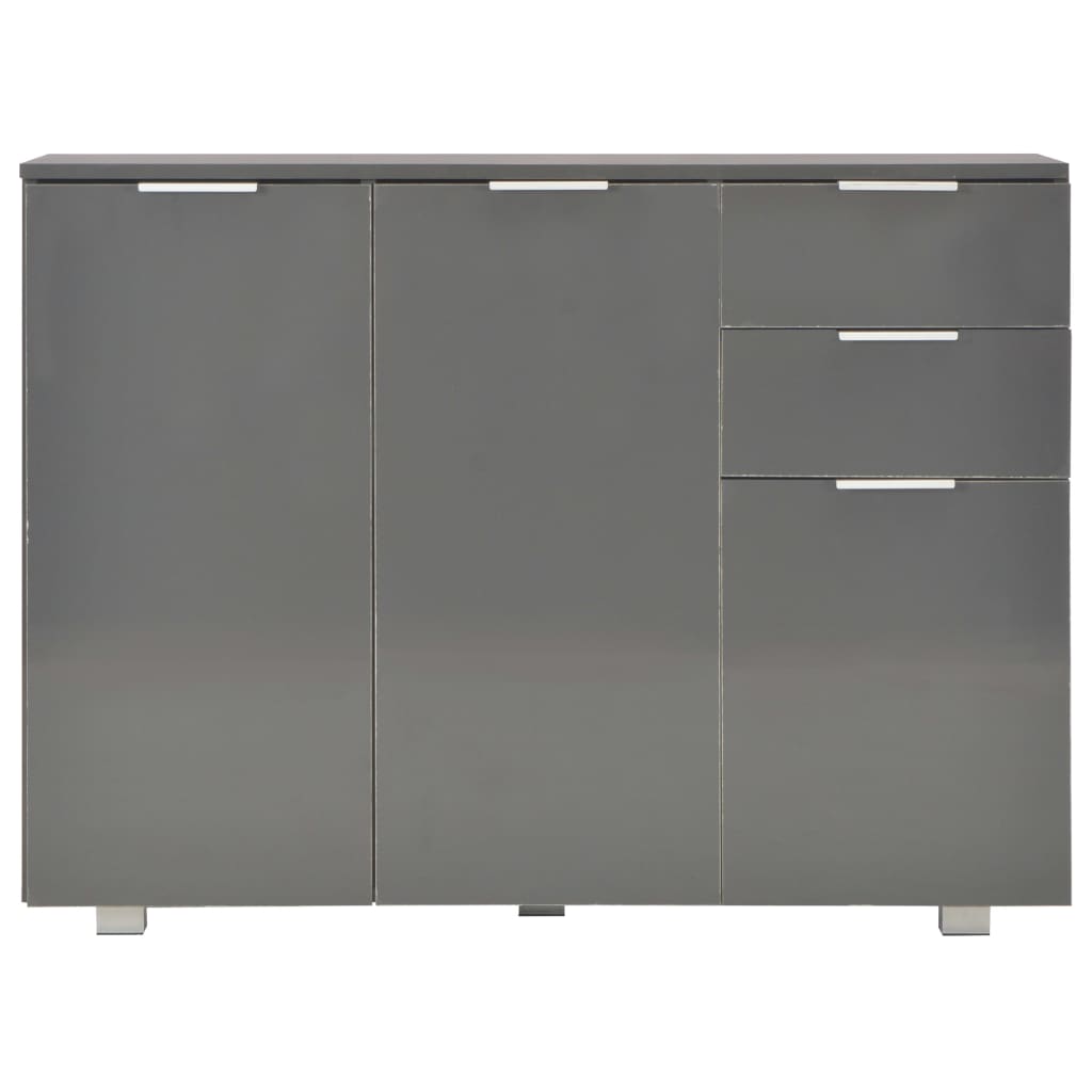 vidaXL Komoda na wysoki połysk, szara, 107x35x80,5 cm