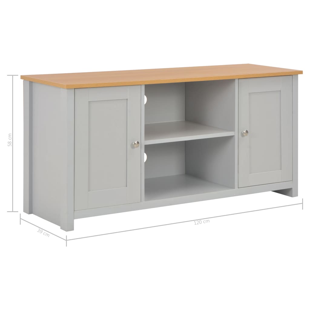 vidaXL Szafka pod TV, szara, 120 x 39 x 58 cm