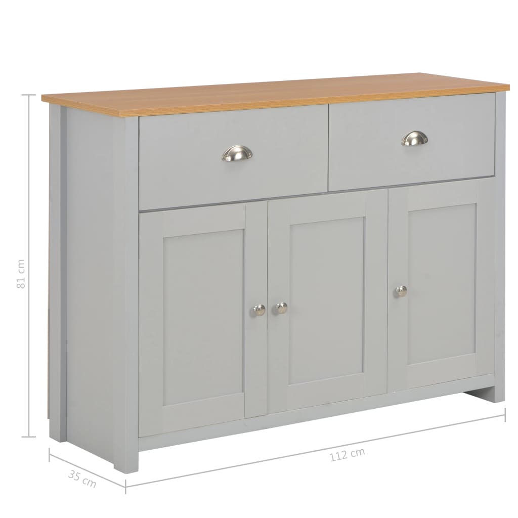 vidaXL Szafka, szara, 112 x 35 x 81 cm
