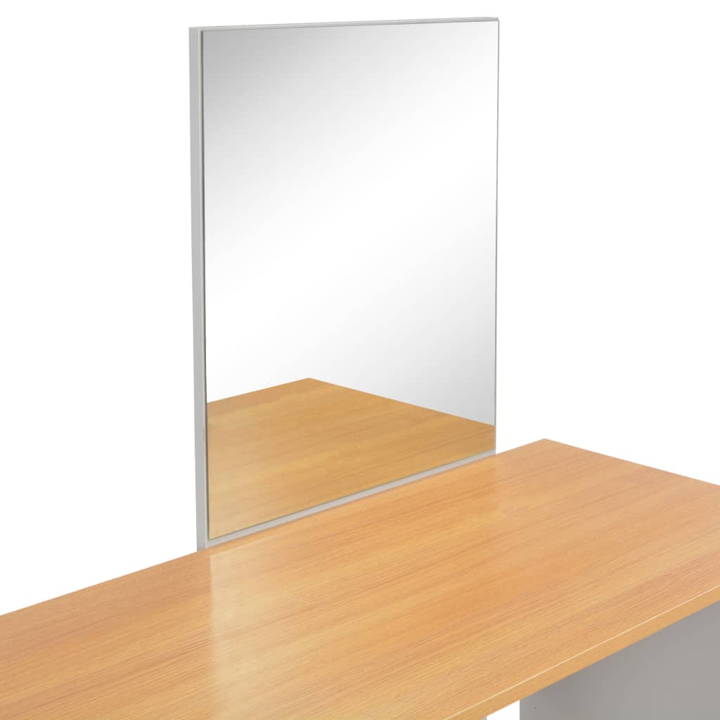 vidaXL Toaletka z lustrem i stołkiem, szara, 104 x 45 x 131 cm