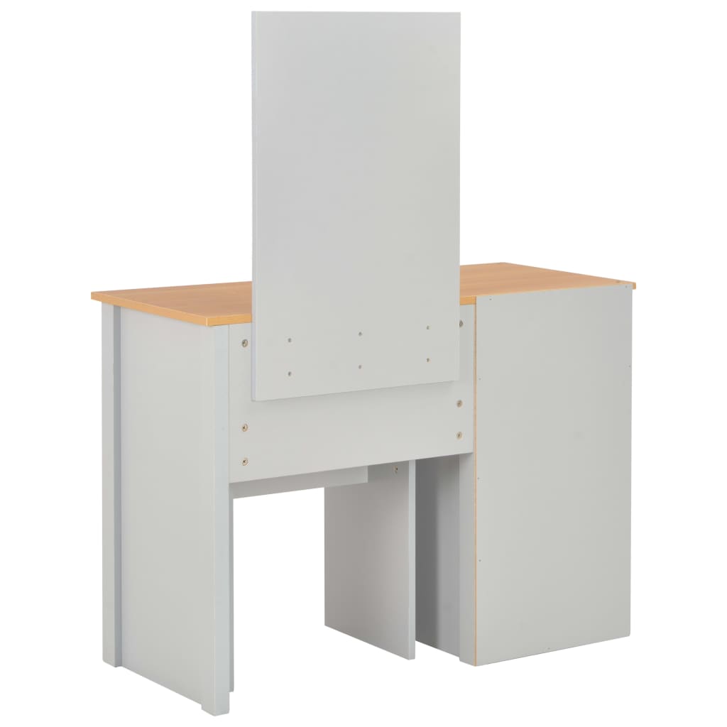 vidaXL Toaletka z lustrem i stołkiem, szara, 104 x 45 x 131 cm