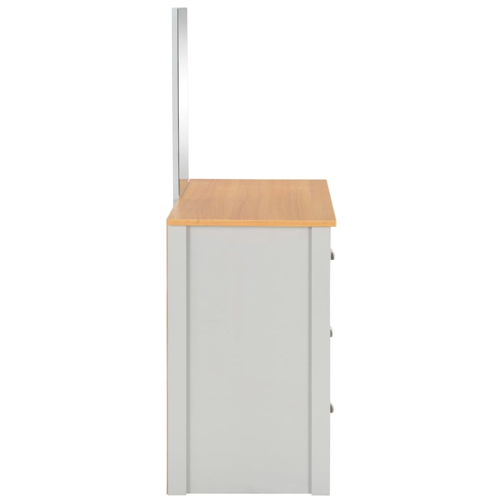 vidaXL Toaletka z lustrem i stołkiem, szara, 104 x 45 x 131 cm