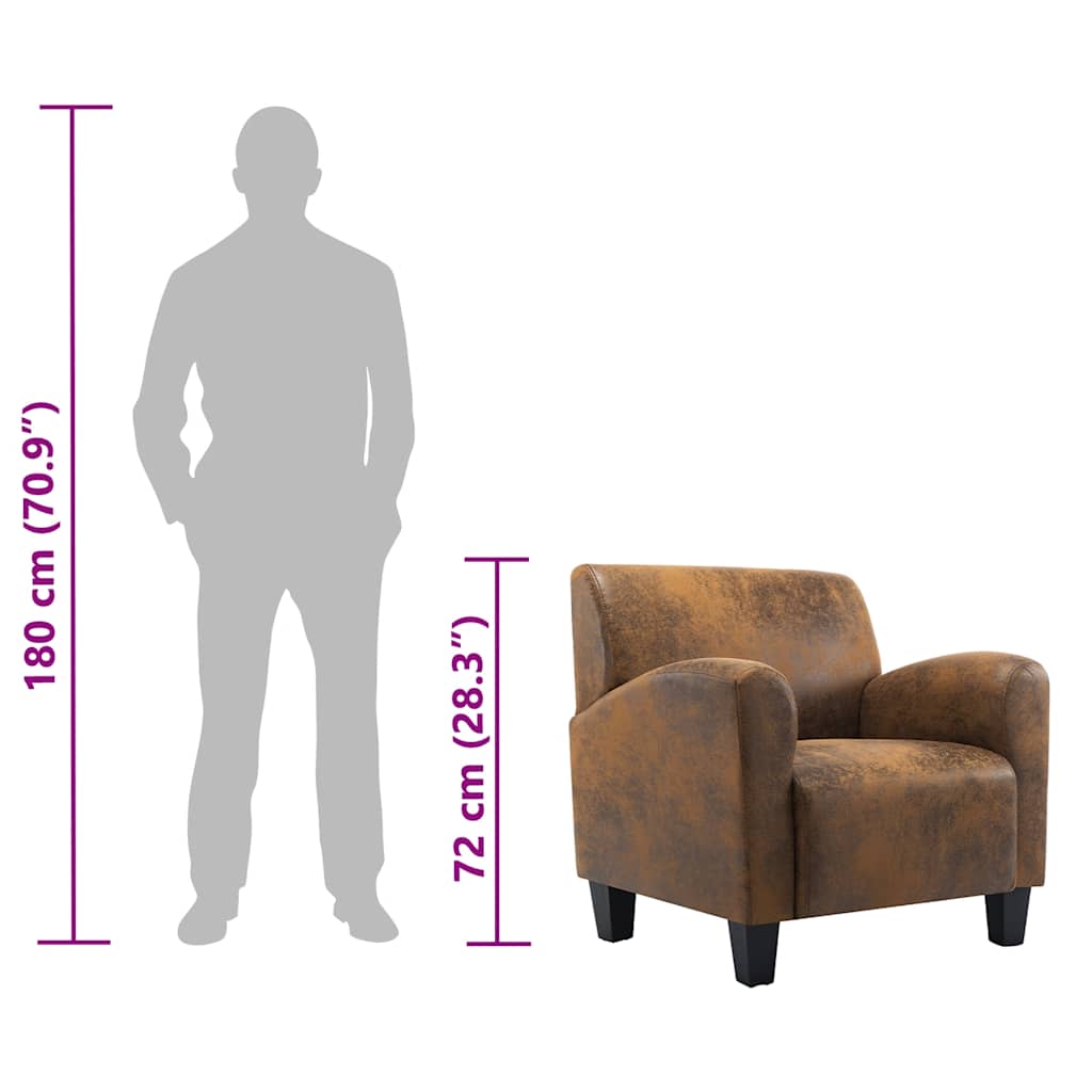 vidaXL Sofa Chair Brown 70x69x72 cm Skóra syntetyczna zamszowa