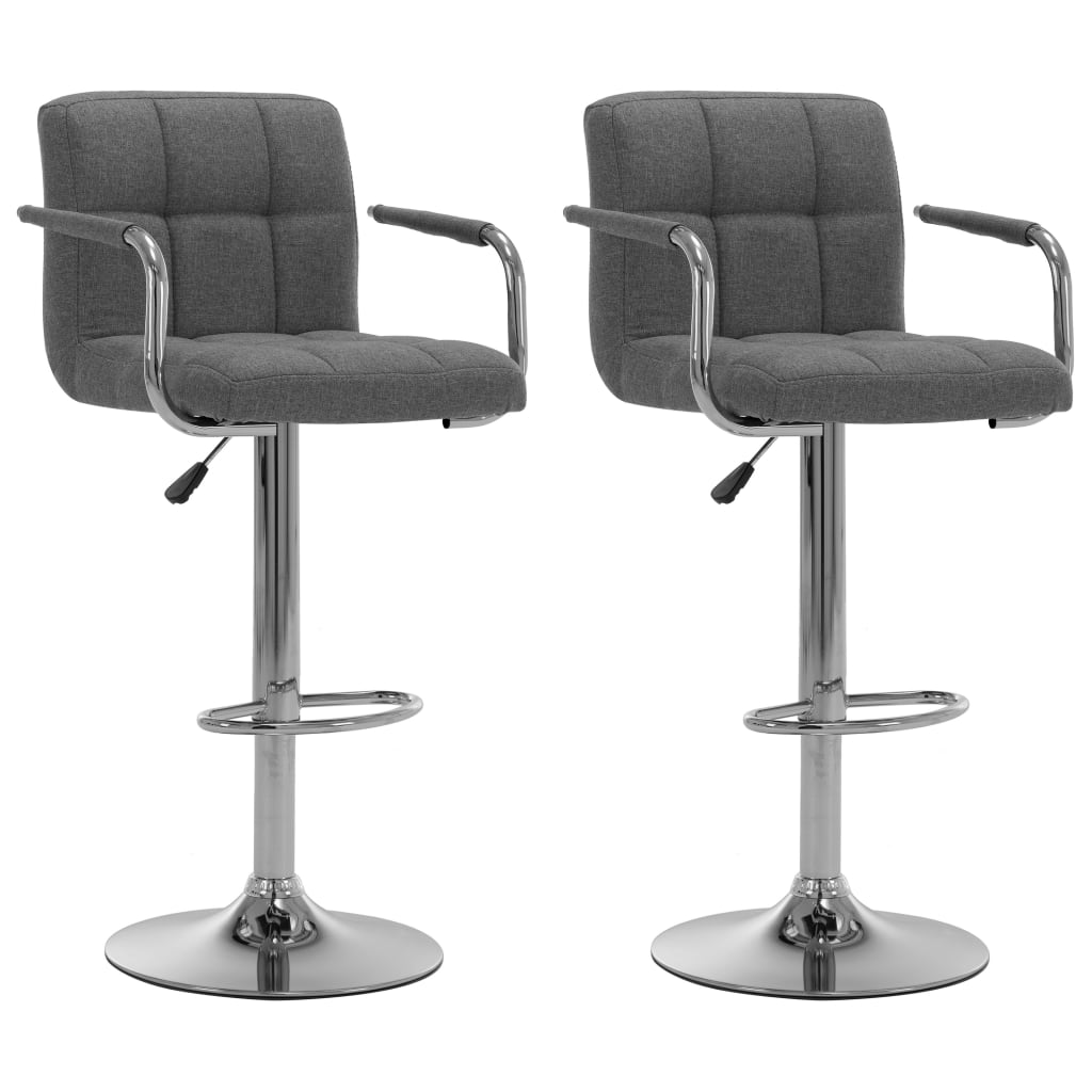 vidaXL Krzesła barowe, 2 szt., jasnoszare, tapicerowane tkaniną