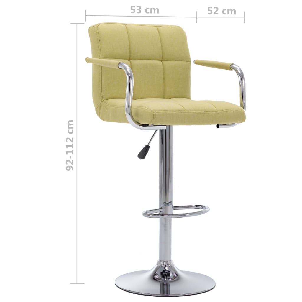 vidaXL Krzesła barowe, 2 szt., zielone, tapicerowane tkaniną