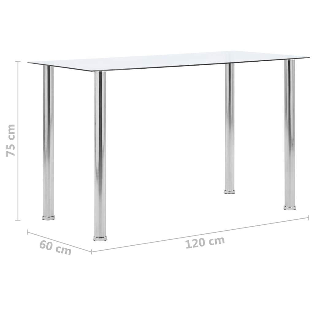 vidaXL Stół jadalniany, przezroczysty, 120x60x75 cm, szkło hartowane