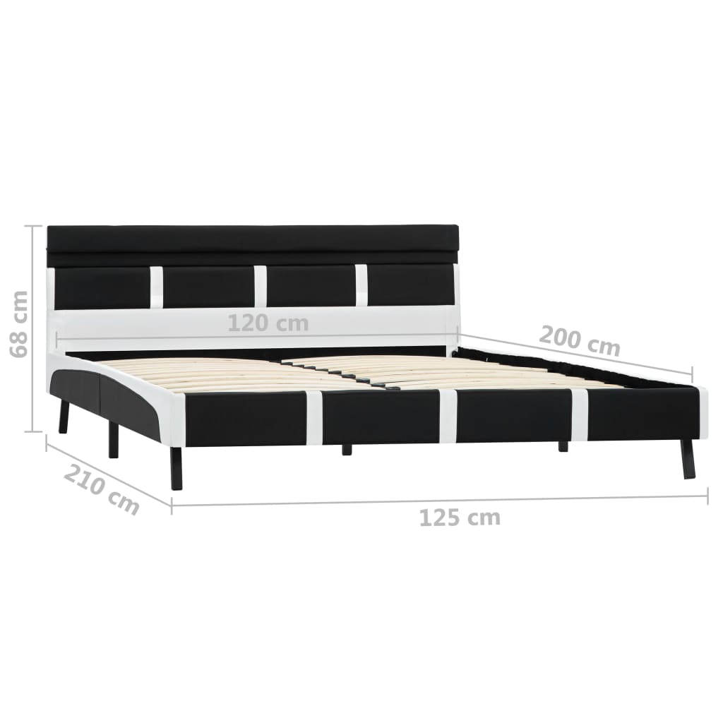 vidaXL Rama łóżka z LED, czarna, sztuczna skóra, 120 x 200 cm