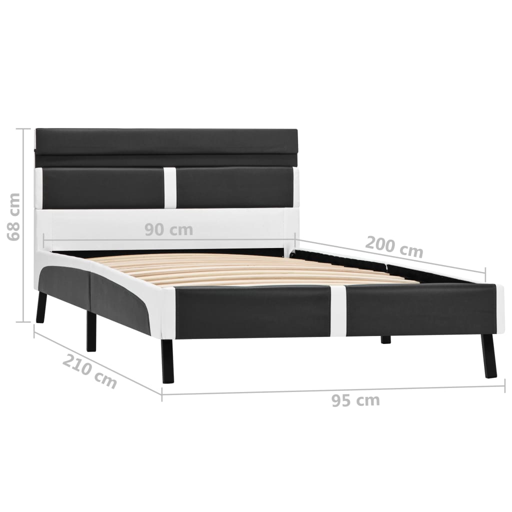 vidaXL Rama łóżka z LED, szara, sztuczna skóra, 90 x 200 cm