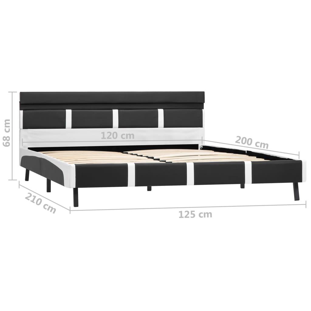 vidaXL Rama łóżka z LED, szara, sztuczna skóra, 120 x 200 cm
