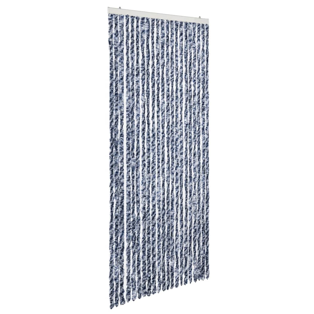 vidaXL Zasłona na owady, niebieski, szarość i biel, 90x220 cm, szenil