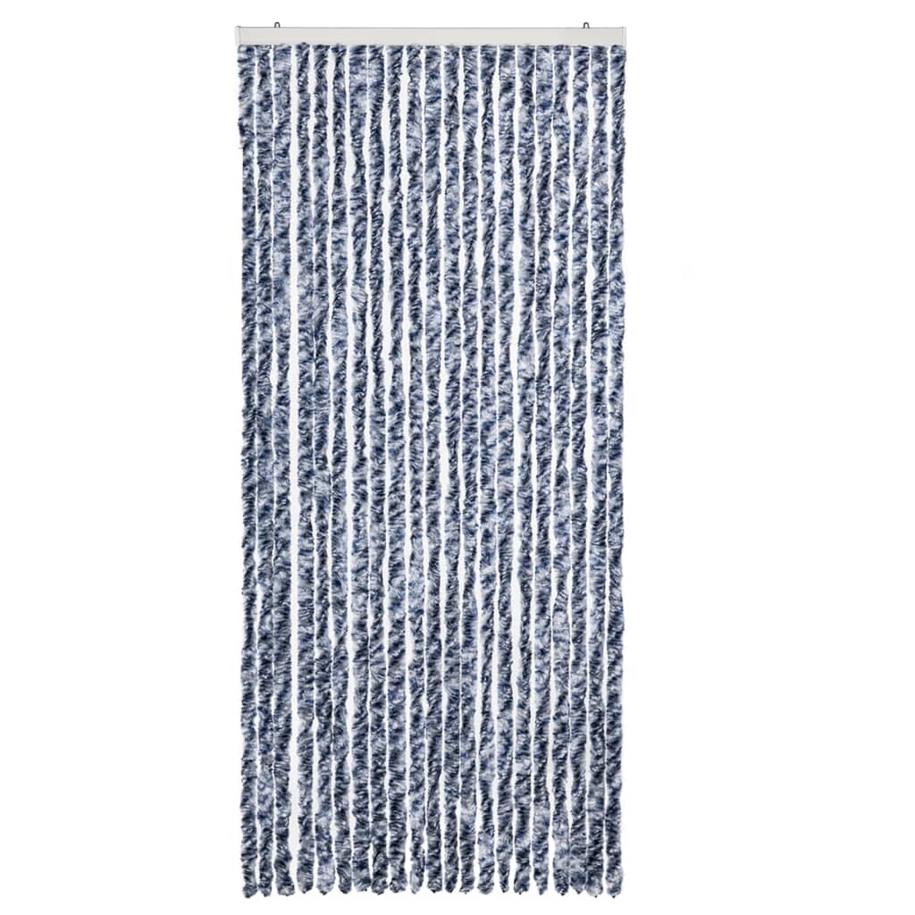 vidaXL Zasłona na owady, niebieski, szarość i biel, 90x220 cm, szenil