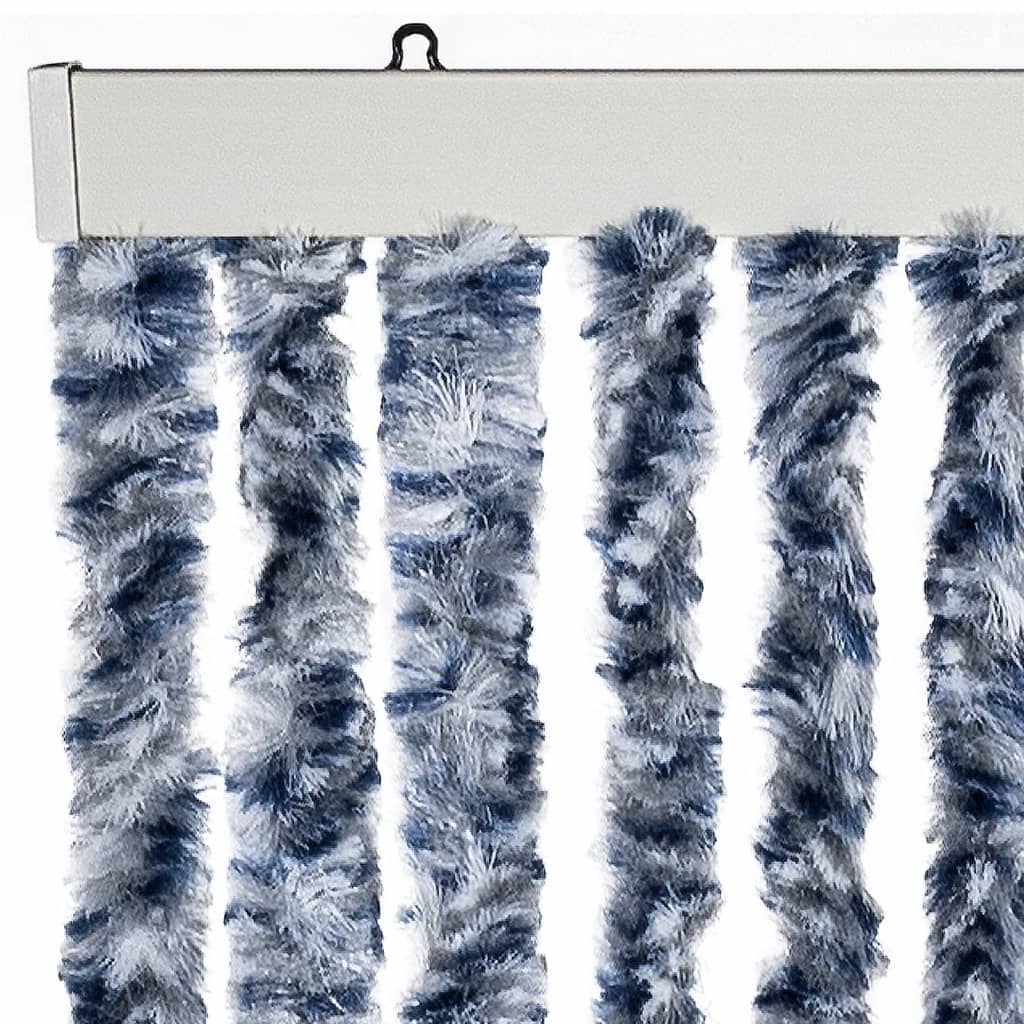 vidaXL Zasłona na owady, niebieski, szarość i biel, 90x220 cm, szenil
