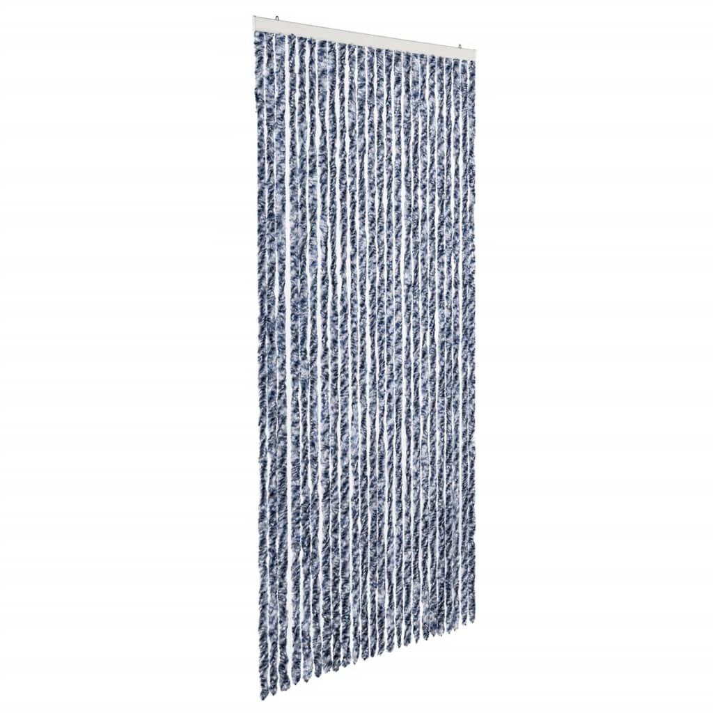 vidaXL Zasłona na owady, niebieski, szarość i biel, 100x220 cm, szenil