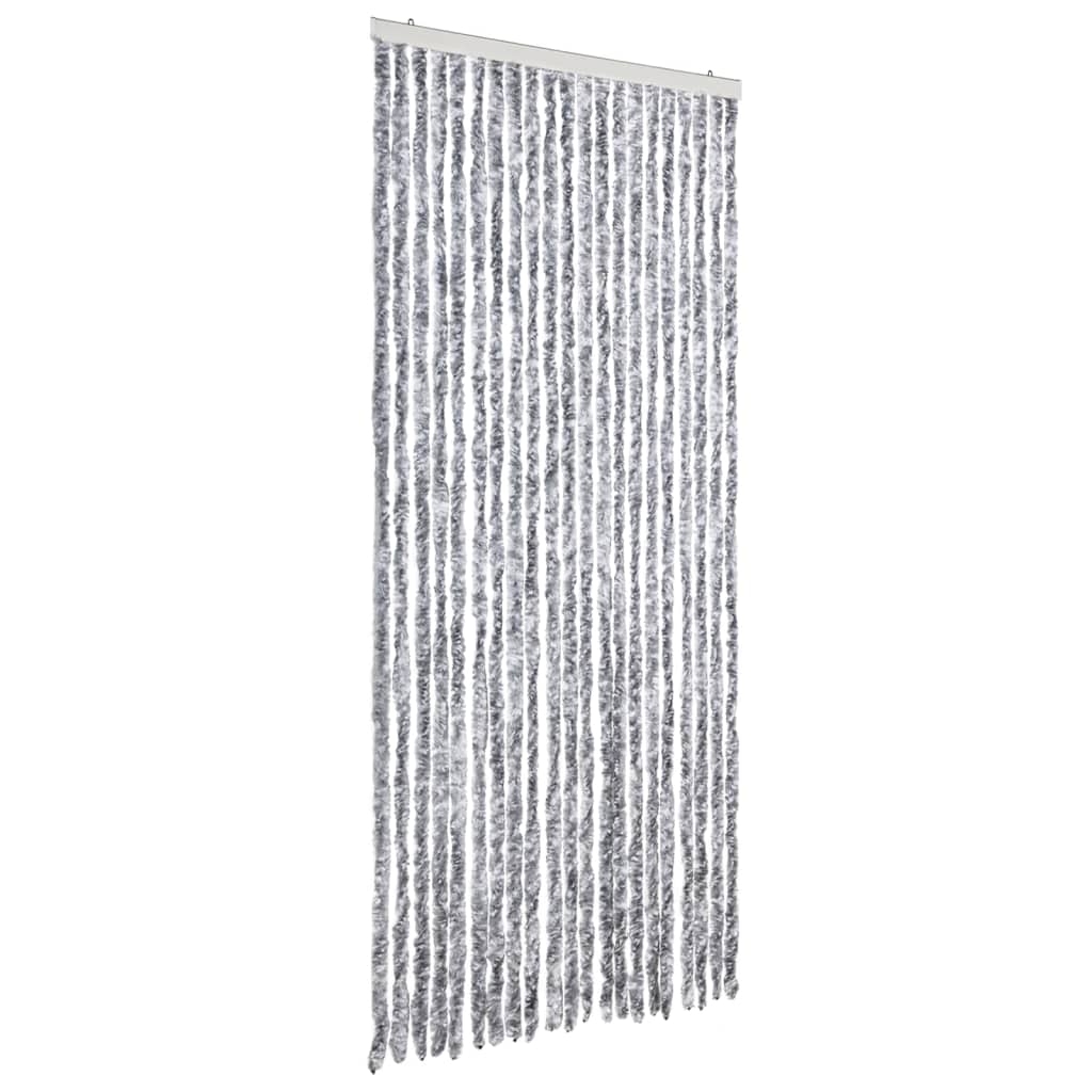 vidaXL Zasłona na owady, szarość i biel, 90x220 cm, szenil
