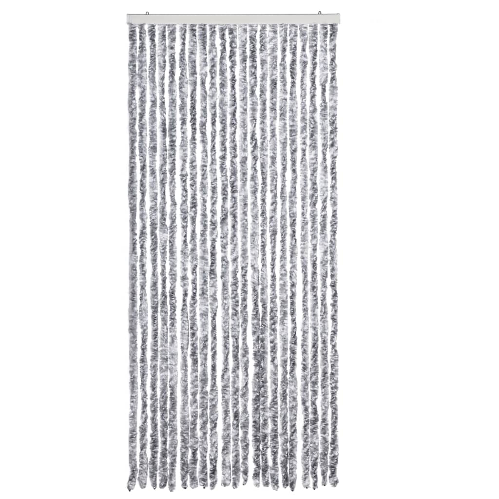 vidaXL Zasłona na owady, szarość i biel, 90x220 cm, szenil