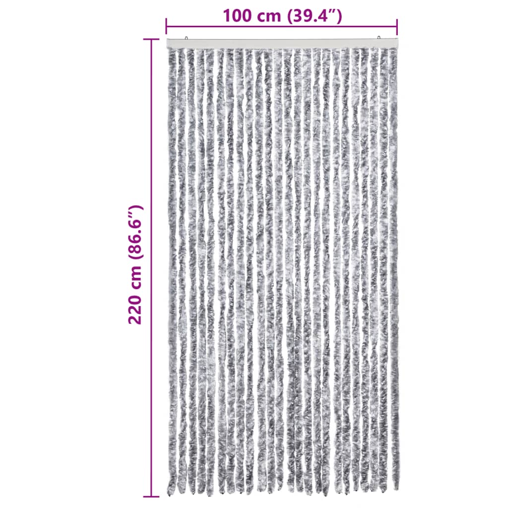 vidaXL Zasłona na owady, szarość i biel, 100x220 cm, szenil