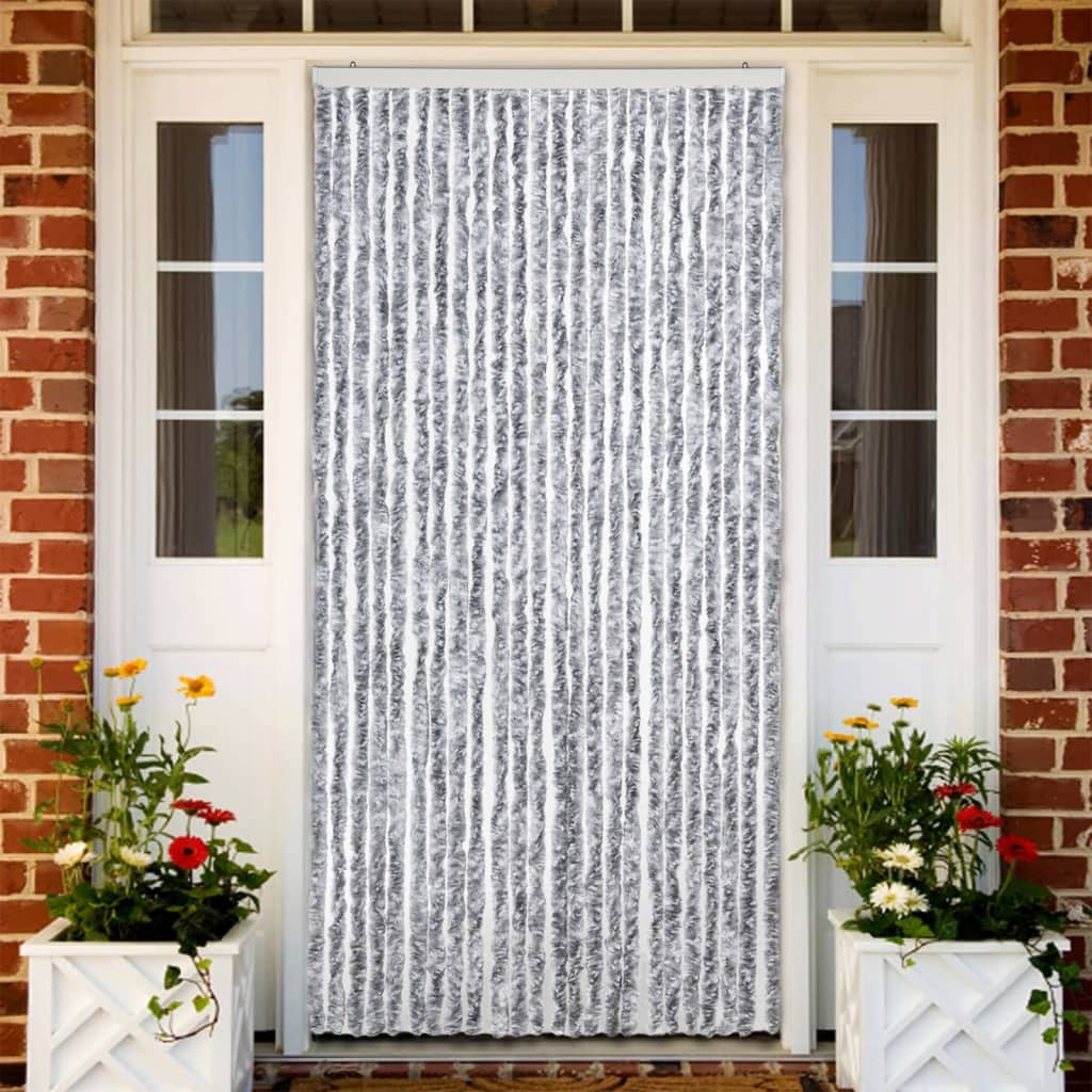 vidaXL Zasłona na owady, szarość i biel, 100x220 cm, szenil