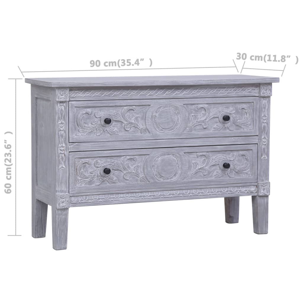 vidaXL Komoda z 2 szufladami, 90x30x60 cm, lite drewno mahoniowe